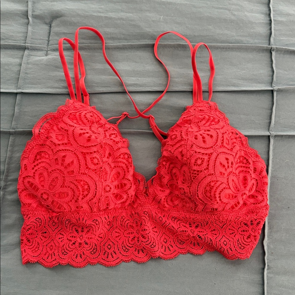 Aerie Vibrant Red Lace Bralette